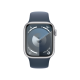 Apple Watch Series 9 GPS 45mm Silver Aluminum Case w. Storm Blue Sport Band - S/M (MR9D3)