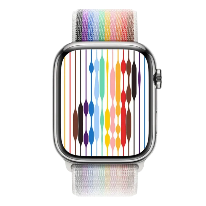 Apple Watch Series 8 GPS + Cellular 45mm Silver Aluminum Case w. Pride Edition Sport Loop
