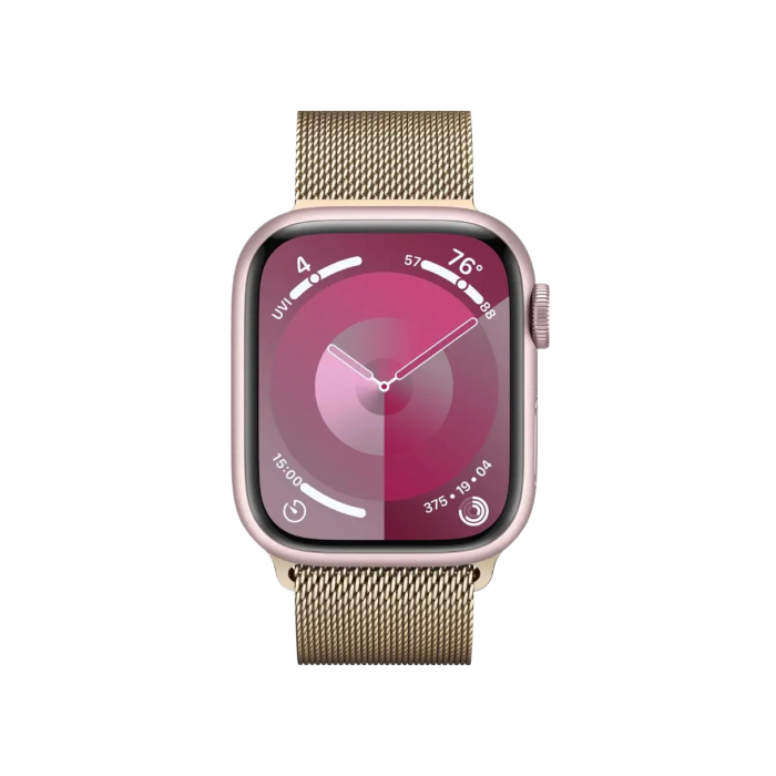 Apple Watch Series 9 GPS + Cellular 41mm Pink Alu. Case w. Gold Milanese Loop
