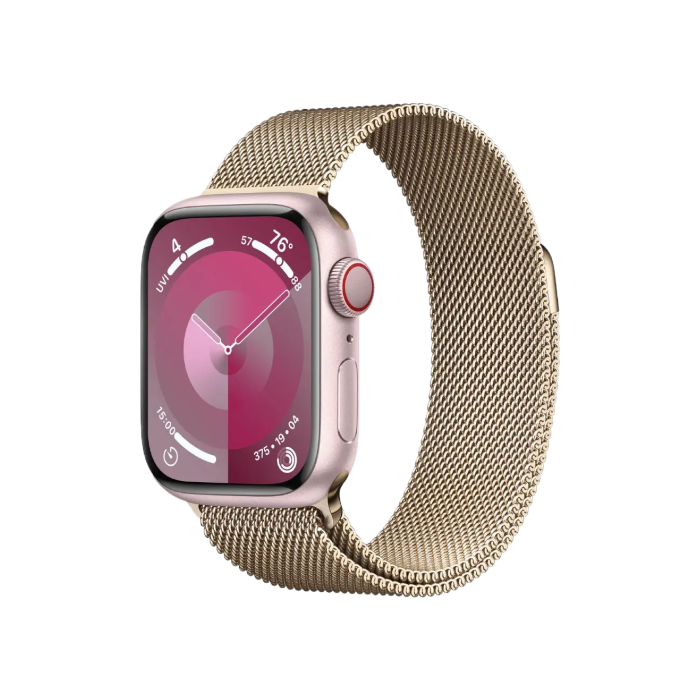 Apple Watch Series 9 GPS + Cellular 41mm Pink Alu. Case w. Gold Milanese Loop (MRQ03+MTJL3)