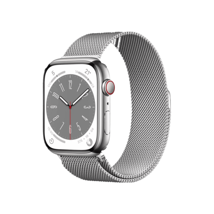 Apple Watch Series 8 GPS + Cellular 41mm Silver S. Steel Case w. Milanese Loop Silver (MNJ73/MNJ83)