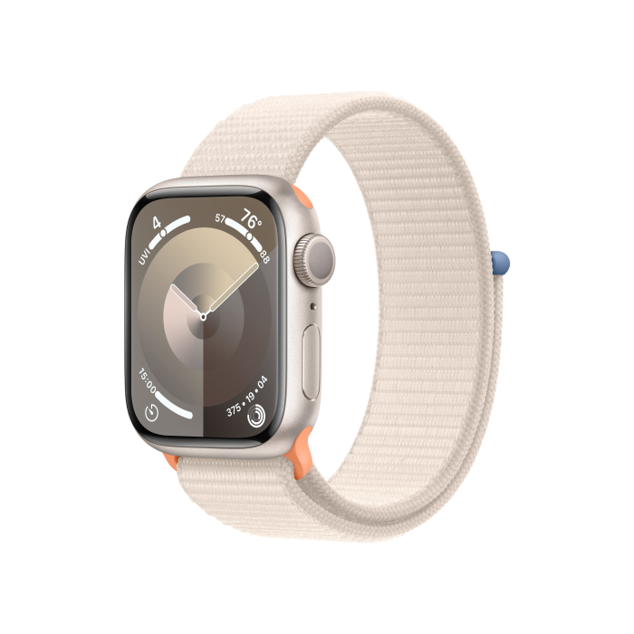 Apple Watch Series 9 GPS + Cellular 45mm Starlight Alu. Case w. Starlight Sport Loop (MRMA3)