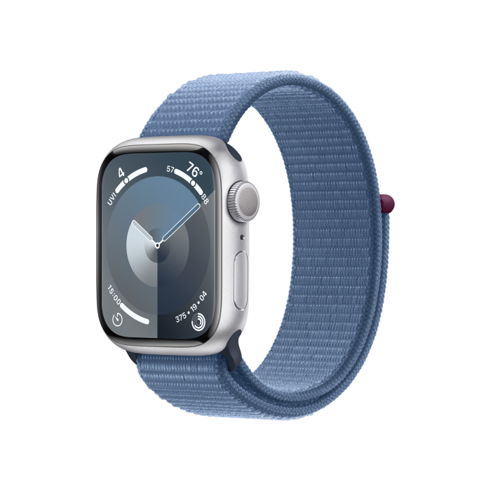 Apple Watch Series 9 GPS 41mm Silver Aluminum Case with Winter Blue Sport Loop (MR923)