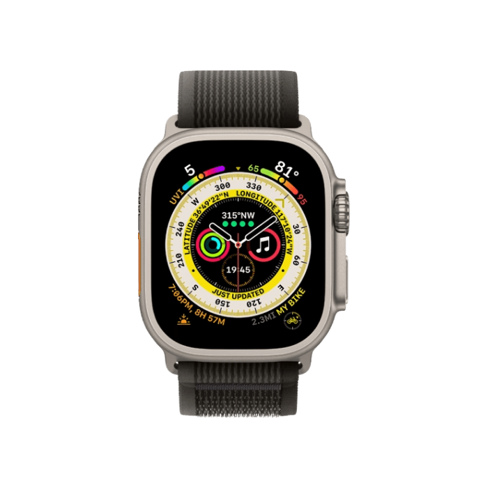 Apple Watch Ultra GPS + Cellular 49mm Titanium Case with Black/Gray Trail Loop - S/M (MQF43/MQFW3)