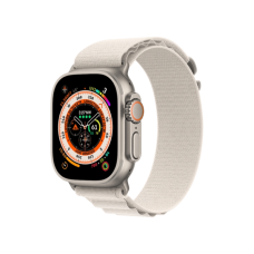 Apple Watch Ultra GPS + Cellular 49mm Titanium Case with Starlight Alpine Loop - Medium (MQF03/MQFR3)