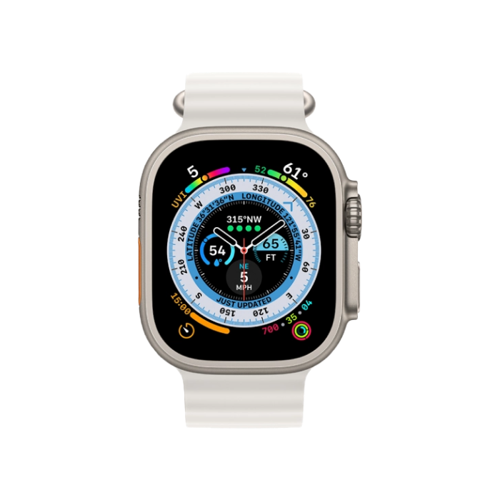 Apple Watch Ultra GPS + Cellular 49mm Titanium Case with White Ocean Band