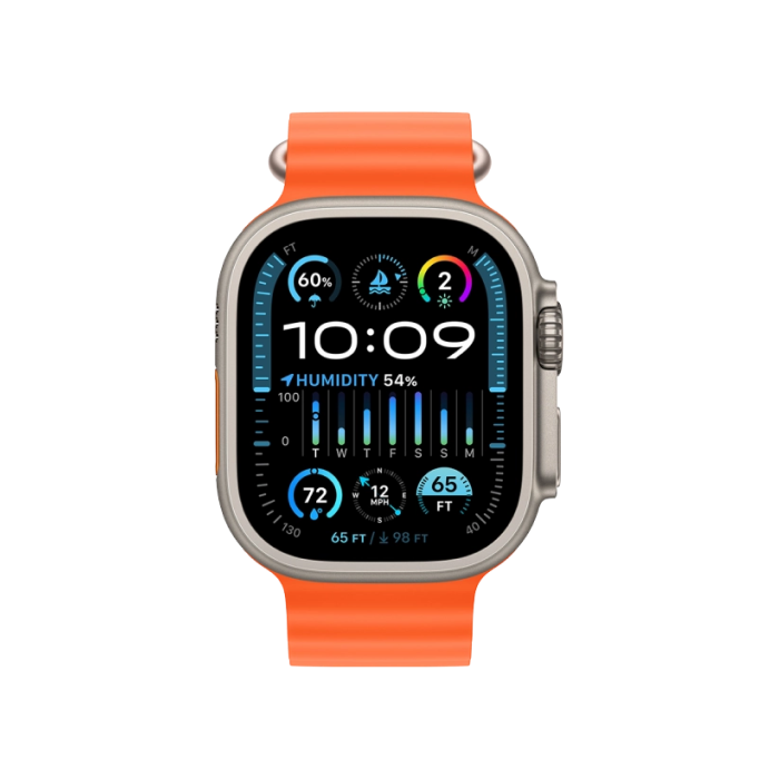 Apple Watch Ultra 2 GPS + Cellular 49mm Titanium Case with Orange Ocean Band (MREH3)