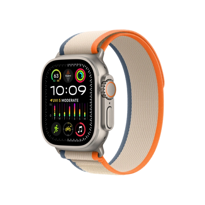Apple Watch Ultra 2 GPS + Cellular 49mm Titanium Case with Orange/Beige Trail Loop - S/M (MRF13)