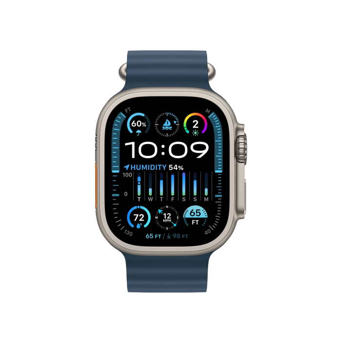 Apple Watch Ultra 2 49mm GPS + LTE Natural Titanium Case w. Navy Ocean Band