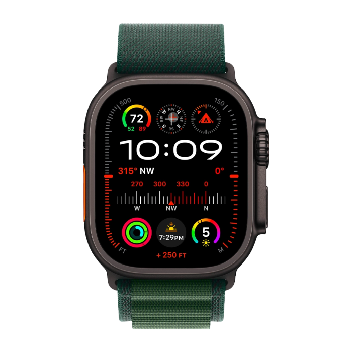 Apple Watch Ultra 2 49mm GPS + LTE Black Titanium Case with Dark Green Alpine Loop Medium