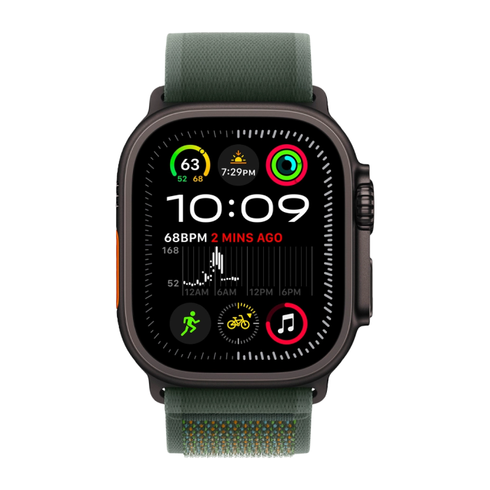 Apple Watch Ultra 2 49mm GPS + LTE Black Titanium Case with Green Trail Loop M/L