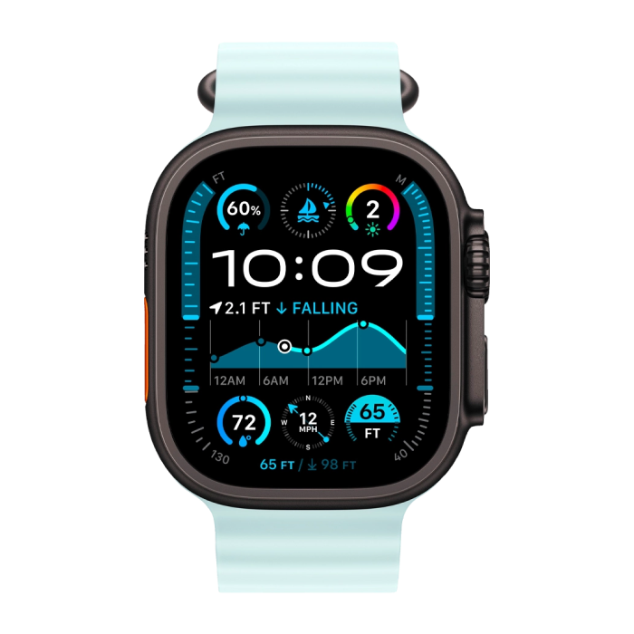 Apple Watch Ultra 2 49mm GPS + LTE Black Titanium Case with Ice Blue Ocean Band