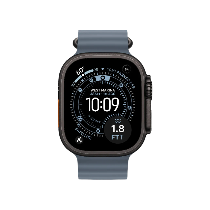 Apple Watch Ultra 3 GPS + LTE, 49mm Black Titanium Case with Anchor Blue Ocean Band