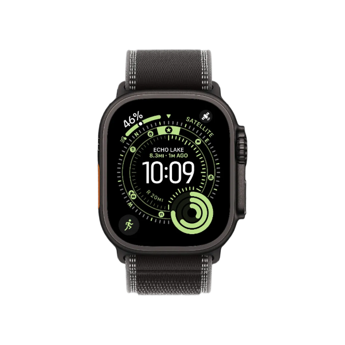 Apple Watch Ultra 3 GPS + LTE, 49mm Black Titanium Case with Black/Charcoal Trail Loop - M/L