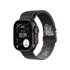 Apple Watch Ultra 3 GPS + LTE, 49mm Black Titanium Case with Black Titanium Milanese Loop - Medium