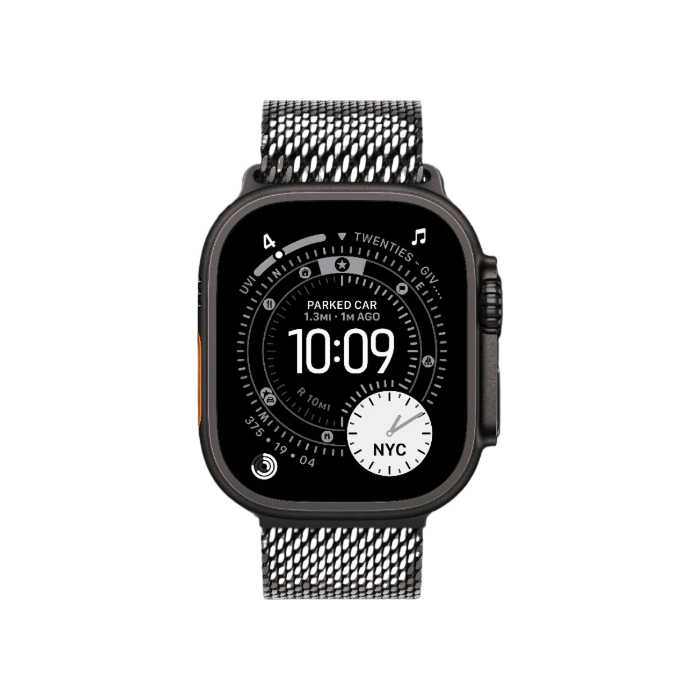 Apple Watch Ultra 3 GPS + LTE, 49mm Black Titanium Case with Black Titanium Milanese Loop - Medium