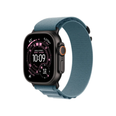 Apple Watch Ultra 3 GPS + LTE, 49mm Black Titanium Case with Light Blue Alpine Loop - Small
