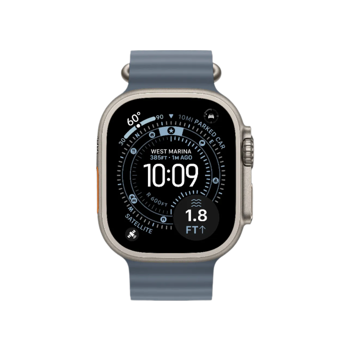 Apple Watch Ultra 3 GPS + LTE, 49mm Natural Titanium Case with Anchor Blue Ocean Band