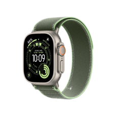 Apple Watch Ultra 3 GPS + LTE, 49mm Natural Titanium Case with Green/Neon Trail Loop - S/M