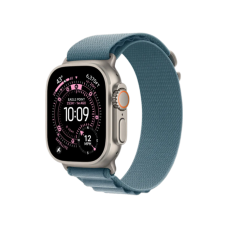 Apple Watch Ultra 3 GPS + LTE, 49mm Natural Titanium Case with Light Blue Alpine Loop - Large
