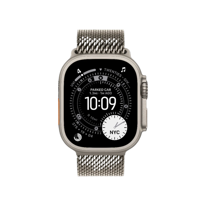 Apple Watch Ultra 3 GPS + LTE, 49mm Natural Titanium Case with Natural Titanium Milanese Loop - Medium
