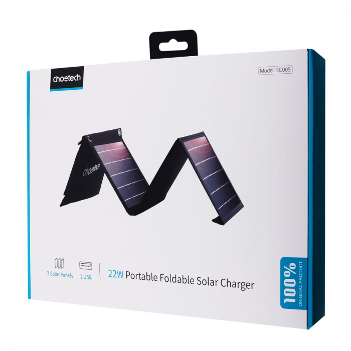 Портативна Сонячна Зарядна Станція Choetech 22W black