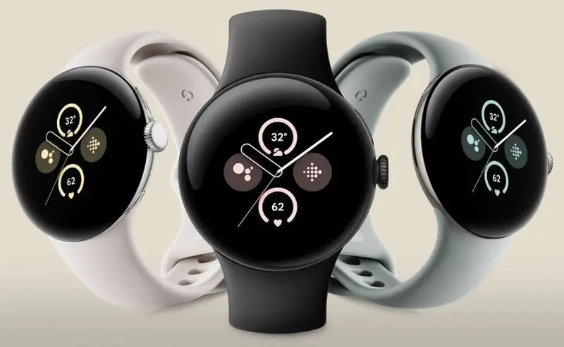 Google Pixel Watch 2 Polished Silver Aluminum Case / Porcelain Active Band